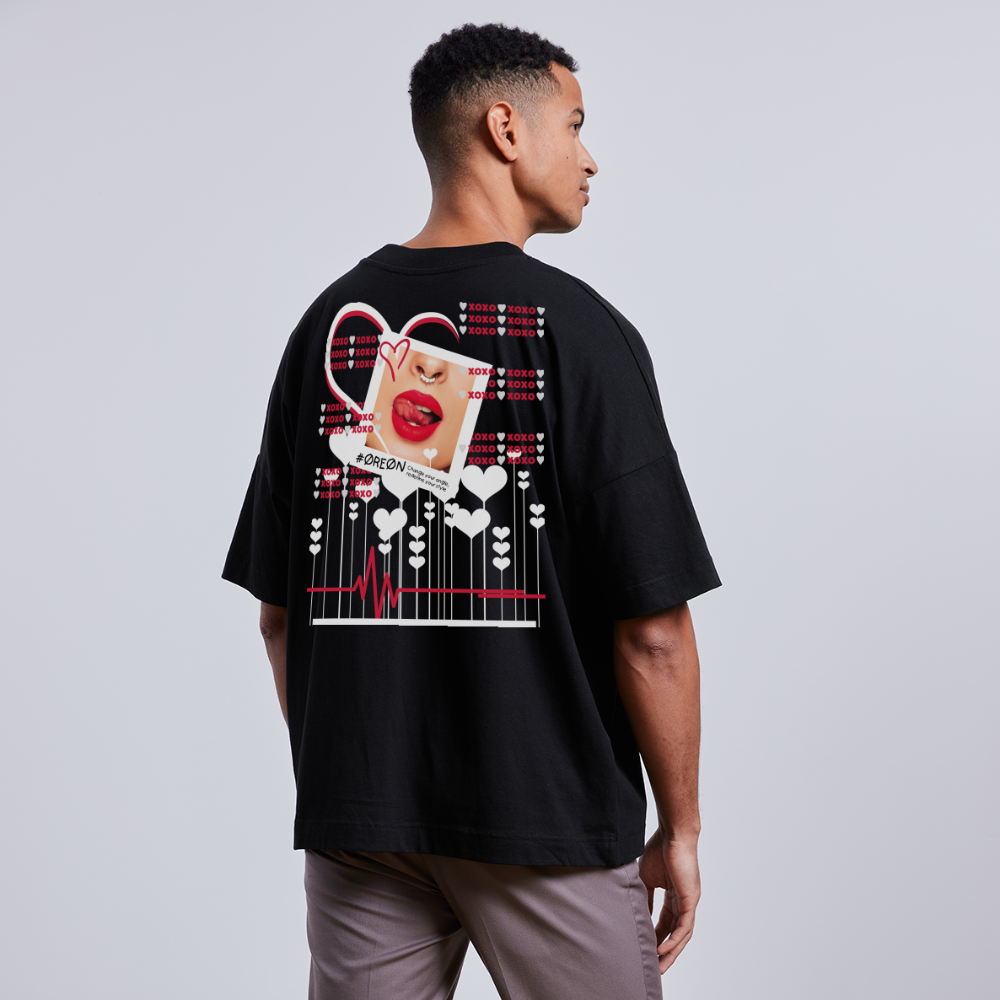 ØREØN HEART BEAT OVERSIZED T-SHIRT - black